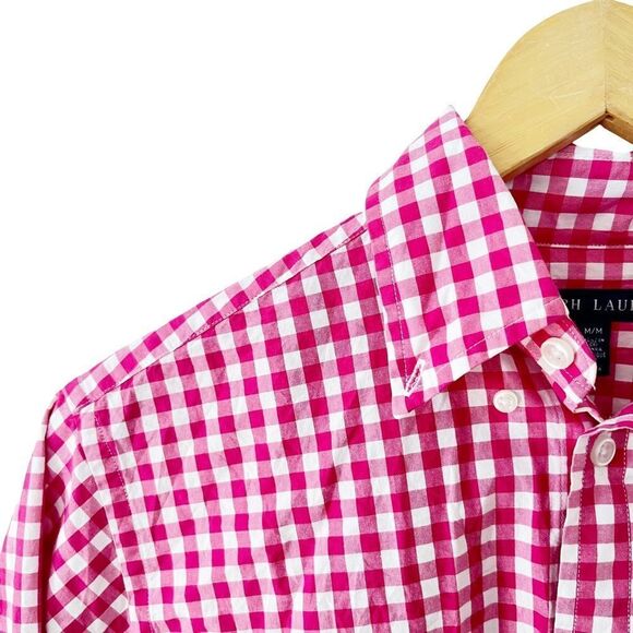 Ralph Lauren Blue Label Pink White Gingham Check Long Sleeve Button Down Shirt - Picture 3 of 7